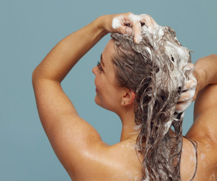 washing hair, foam shampoo
