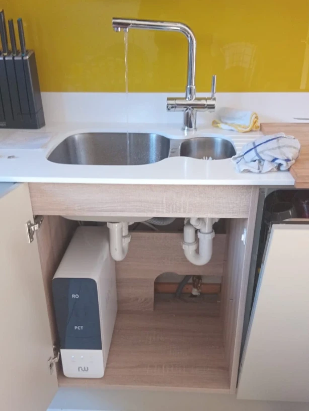 Reverse osmosis water filter Ion II with new Doolin faucet system Ion II reverse osmosis water filter with Doolin tap installed